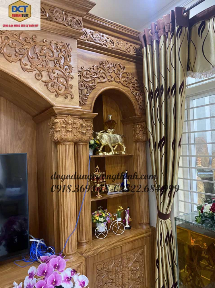 mẩu tủ tivi cổ điển cao cấp gỗ gõ đỏ sang trọng
